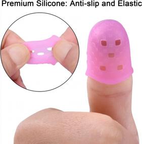 img 1 attached to Wisdompro 16 Pcs Finger Tips, 4 Sizes Silicone Thimble Fingertip Grips Finger Protectors Pads Cover For Paper Sorting, Page Turning, Hand Sewing, Money Counting, Guitar Playing - Pink, Translucent