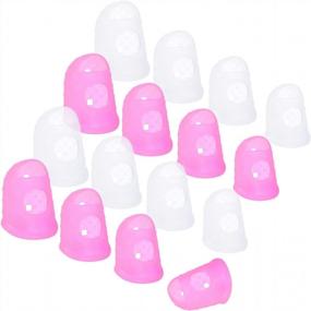 img 4 attached to Wisdompro 16 Pcs Finger Tips, 4 Sizes Silicone Thimble Fingertip Grips Finger Protectors Pads Cover For Paper Sorting, Page Turning, Hand Sewing, Money Counting, Guitar Playing - Pink, Translucent
