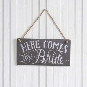 img 2 attached to Charming Chalk Art Wedding Sign: "Here Comes The Bride" By Primitives By Kathy (12X6 Inches)