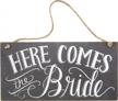 charming chalk art wedding sign: "here comes the bride" by primitives by kathy (12x6 inches) logo