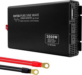 img 4 attached to DATOUBOSS 3000W Power Inverter 6000W Peak Pure Sine Wave Inverter 12V DC To 110V AC With Dual AC Outlets &Amp