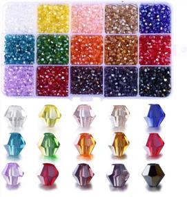 img 4 attached to 3000Pcs FANGZHIDI AB Colorful Glass Bicone Beads - Perfect For Bracelet Making, Suncatcher Jewelry, And Handmade Crafts. Assorted In 15 Vibrant Colors - Beading Supplies