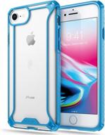 military grade hybrid protective bumper cover for iphone se 2020/2022, se 3, 8 & 7 - poetic affinity case (blue/clear) logo