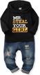 boy clothes baby toddler hoodie sweatsuit top ripped jeans 2 piece outfit set logo