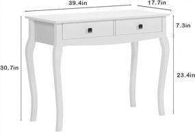 img 2 attached to White Vintage Vanity Desk With Curved Legs And 2 Drawers For Home Office, Writing And Makeup - Multi-Functional Console Table For Bedroom And Entryway
