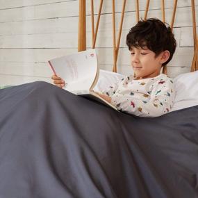 img 2 attached to 🛏️ Syrinx Weighted Blanket Cover Twin Size for Kids: Dark Grey, Soft & Cozy Duvet Cover - All-Season Comfort, Machine Washable