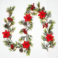 рождественская гирлянда из красных цветов с подсветкой - светодиодные рождественские украшения из сосновых шишек для домашнего камина, каминной доски, праздничной вечеринки логотип
