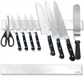 img 4 attached to 🔪 Wall-Mounted Magnetic Knife Holder Set (16 Inch - Pack of 2) - Stainless Steel Knife Strip for Secure and Organized Knife Storage - Hang Knives Effortlessly on a Versatile Kitchen Bar - SUMPRI