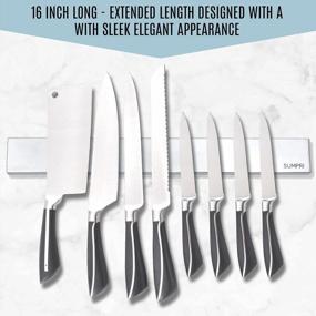 img 3 attached to 🔪 Wall-Mounted Magnetic Knife Holder Set (16 Inch - Pack of 2) - Stainless Steel Knife Strip for Secure and Organized Knife Storage - Hang Knives Effortlessly on a Versatile Kitchen Bar - SUMPRI
