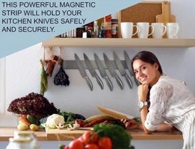img 1 attached to 🔪 Wall-Mounted Magnetic Knife Holder Set (16 Inch - Pack of 2) - Stainless Steel Knife Strip for Secure and Organized Knife Storage - Hang Knives Effortlessly on a Versatile Kitchen Bar - SUMPRI