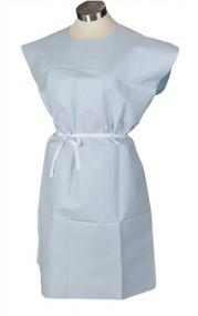 img 4 attached to TIDI Choice Medical Gowns, Blue (50 Pack), Tissue/Poly/Tissue Open Back Waist Tie Short Sleeve, Standard Size 30" X 42", Latex Free, Made In USA - 910520