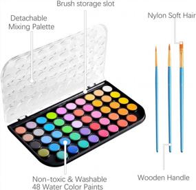 img 3 attached to 🎨 Vibrant 48 Colors Watercolor Paint Set with Brushes and Palette - Non-toxic & Washable, Perfect for Kids, Adults, Beginners, and Artists
