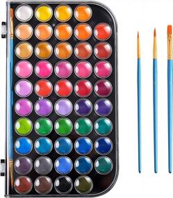 img 4 attached to 🎨 Vibrant 48 Colors Watercolor Paint Set with Brushes and Palette - Non-toxic & Washable, Perfect for Kids, Adults, Beginners, and Artists