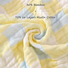 img 3 attached to 🐼 Bamboo Muslin Baby Towel Hooded - Soft and Comfortable 6 Layer Large Bath Towel (Yellow Blue Plaid) - Ideal for Boys and Girls, 55 x 28 inches