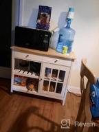 img 1 attached to ChooChoo Rolling Kitchen Island: Portable, Drawer & Glass Cabinet, Wine Shelf, Towel Rack, White review by Colin Zilinskas