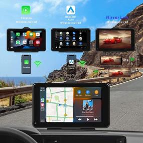 img 3 attached to 7-дюймовый автомобильный радиоприемник с сенсорным экраном Full HD с беспроводной связью Apple Carplay, Android Auto Mirror Link, Bluetooth FM-передатчиком, входом AUX TF, голосовым управлением и Siri для портативных автомобилей