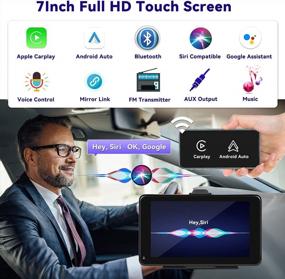 img 1 attached to 7 Inch Full HD Touch Screen Car Radio Receiver With Wireless Apple Carplay, Android Auto Mirror Link, Bluetooth FM Transmitter, AUX TF Input, Voice Control & Siri For Portable Cars