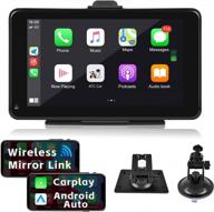 7 inch full hd touch screen car radio receiver with wireless apple carplay, android auto mirror link, bluetooth fm transmitter, aux tf input, voice control & siri for portable cars logo