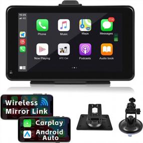 img 4 attached to 7 Inch Full HD Touch Screen Car Radio Receiver With Wireless Apple Carplay, Android Auto Mirror Link, Bluetooth FM Transmitter, AUX TF Input, Voice Control & Siri For Portable Cars