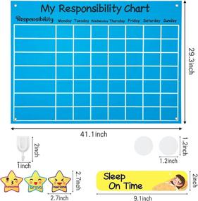 img 3 attached to WATINC 80Pcs My Responsibility Chart Felt Board Chore Chart With Storage Bag 3.5Ft 20 Goals & 54 Reward Stars Flannel Board Good Routines Behavior Reward Chart Wall Play Kit Wall Hanging Gift For Kids