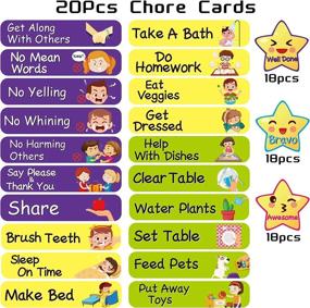 img 1 attached to WATINC 80Pcs My Responsibility Chart Felt Board Chore Chart With Storage Bag 3.5Ft 20 Goals & 54 Reward Stars Flannel Board Good Routines Behavior Reward Chart Wall Play Kit Wall Hanging Gift For Kids