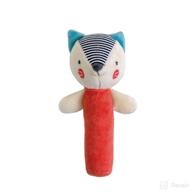 🦊 organic cotton soft squeaker baby rattle - petit collage fox - cute infant toy with developmental features - ideal baby gift - stuffed animal rattle logo