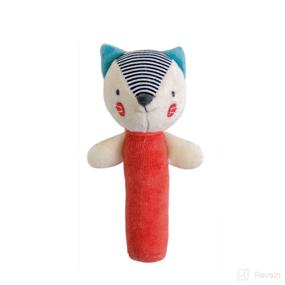 img 4 attached to 🦊 Organic Cotton Soft Squeaker Baby Rattle - Petit Collage Fox - Cute Infant Toy with Developmental Features - Ideal Baby Gift - Stuffed Animal Rattle
