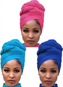 img 4 attached to Stylish And Comfortable Head Wraps For Women Of Color: Harewom'S 3-Piece Turban Headwrap Set
