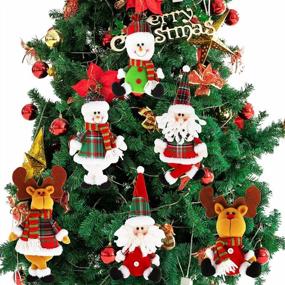 img 4 attached to 6 Pack Xmas Plush Hanging Ornaments - Santa/Snowman/Reindeer Christmas Tree Decorations For Holiday Party Decor Festive Season Pendant By Dreampark