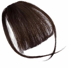 img 3 attached to FESHFEN Clip In Bangs 100% Human Hair Air Bangs Real Hair Extensions Wispy Bangs Dark Red Brown Thin Fringe Hair Pieces Natural Fringe With Temples One Piece Hairpieces For Women Girls