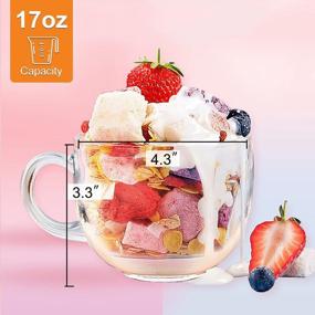 img 3 attached to Large Tempered Glass Mugs For Coffee, Soup, Cappuccino, Latte, Cereal, Ice Cream, Set Of 2, 17 Oz, Microwave And Dishwasher Safe - DeeCoo Premium Glassware