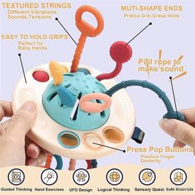 img 2 attached to 🚀 1-5 Year Old Montessori Sensory Toy, UFO Food Grade Silicone Pull String Activity Toy for Toddlers, Travel Toy for Boys and Girls, Ideal Christmas Birthday Gift for Kids 1-3 Years