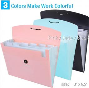 img 2 attached to TriMagic 7 Pocket Expanding File Folder, 3 Pack Expandable File Folders With Pockets, Plastic Accordion File Organizer With Tab Stickers For Document Paperwork Tax Bill Or Receipt