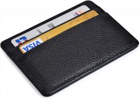 img 4 attached to Slim Leather Credit Card Holder Wallet With ID Window - Minimalist Design