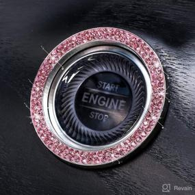 img 2 attached to 4-Pack Sparkling Pink Crown Valve Stem Caps - Crystal Rhinestone Chrome Dustproof Universal Car Tire Valve Caps with Bonus Ring Emblem Engine Start Sticker