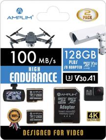 img 4 attached to Amplim Micro SD Card 128GB, 2 Pack Extreme High Speed MicroSD Memory Plus Adapter, MicroSDXC U3 Class 10 V30 UHS-I Nintendo-Switch, GoPro Hero, Surface, Phone Galaxy, Camera Security Cam, Tablet, PC