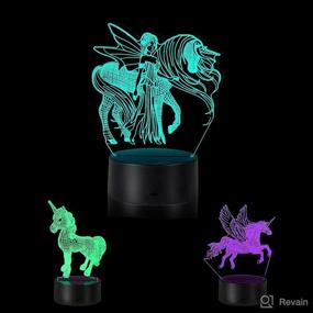 img 3 attached to 🦄 3D Unicorn Night Light with Remote Control - 3-Pattern & 16 Colors - Perfect for Living Bed Room Bar - Best Unicorn Toys Gifts for Boys Girls - Set of 3 Nightlights (Unicorn)