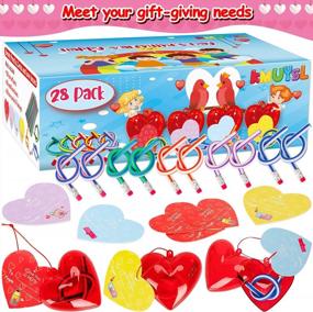 img 3 attached to 28 Pack Kids Valentines Toys: Valentine'S Day Party Favors Set With Heart Cards & Pencils - Perfect Classroom Exchange, School Carnival Game Prizes!