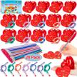 28 pack kids valentines toys: valentine's day party favors set with heart cards & pencils - perfect classroom exchange, school carnival game prizes! logo