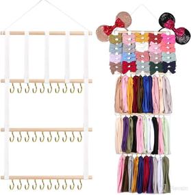 img 4 attached to 🎀 Girls Hair Bows Headband and Bow Holder - Oaoleer Newborn Headband Storage Organizer for Wall, Room, Door or Closet (1Pcs White)