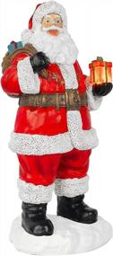 img 2 attached to Рождественские коллекционные фигурки Санта-Клауса из смолы с солнечными огнями - веселые и праздничные украшения для стола для рождественского декора дома и ванной комнаты - набор из 12 штук