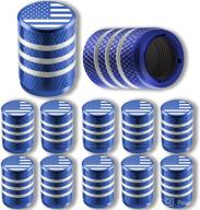 premium 12pcs american flag blue tire valve caps - highly durable, corrosion resistant, and leak-proof – ideal for car/suv/bike/motorcycle логотип