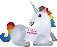 add a touch of magic to your christmas with gemmy's 6' inflatable unicorn! logo