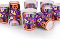 50 pack 9 oz disposable paper cups for halloween party decorations - witch and pumpkin trick or treat supplies. logo