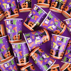 img 3 attached to 50 упаковок 9 унций одноразовых бумажных стаканчиков для украшения вечеринки в честь Хэллоуина - ведьма и тыква для трюков или угощений.
