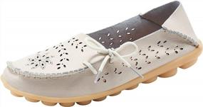 img 4 attached to Women'S Leather Slip-On Casual Loafers For Driving, Walking And Outdoor Wear
