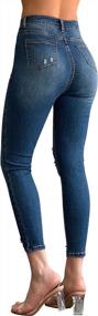 img 3 attached to Women'S Skinny Jeans With Ripped Mid Rise & Destroyed Look - Roswear Essentials