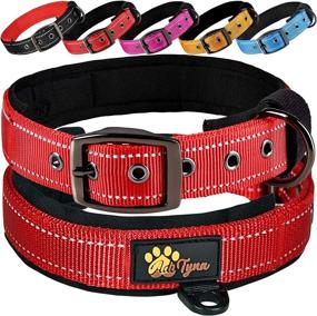 img 4 attached to 🐕 Adityna Тяжелые Красные ошейники для Собак: Отражающие нити и мягкая подкладка для средних собак