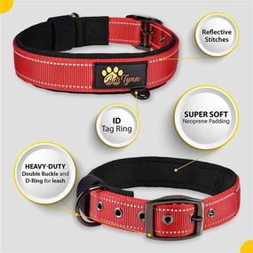 img 3 attached to 🐕 Adityna Тяжелые Красные ошейники для Собак: Отражающие нити и мягкая подкладка для средних собак