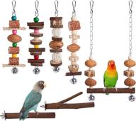 🦜 deloky 7 pack natural wood bird toys for parakeets - hanging chewing toys, climbing ladder and bird swing set - ideal for cockatiels, lovebirds, budgies, conures and more logo